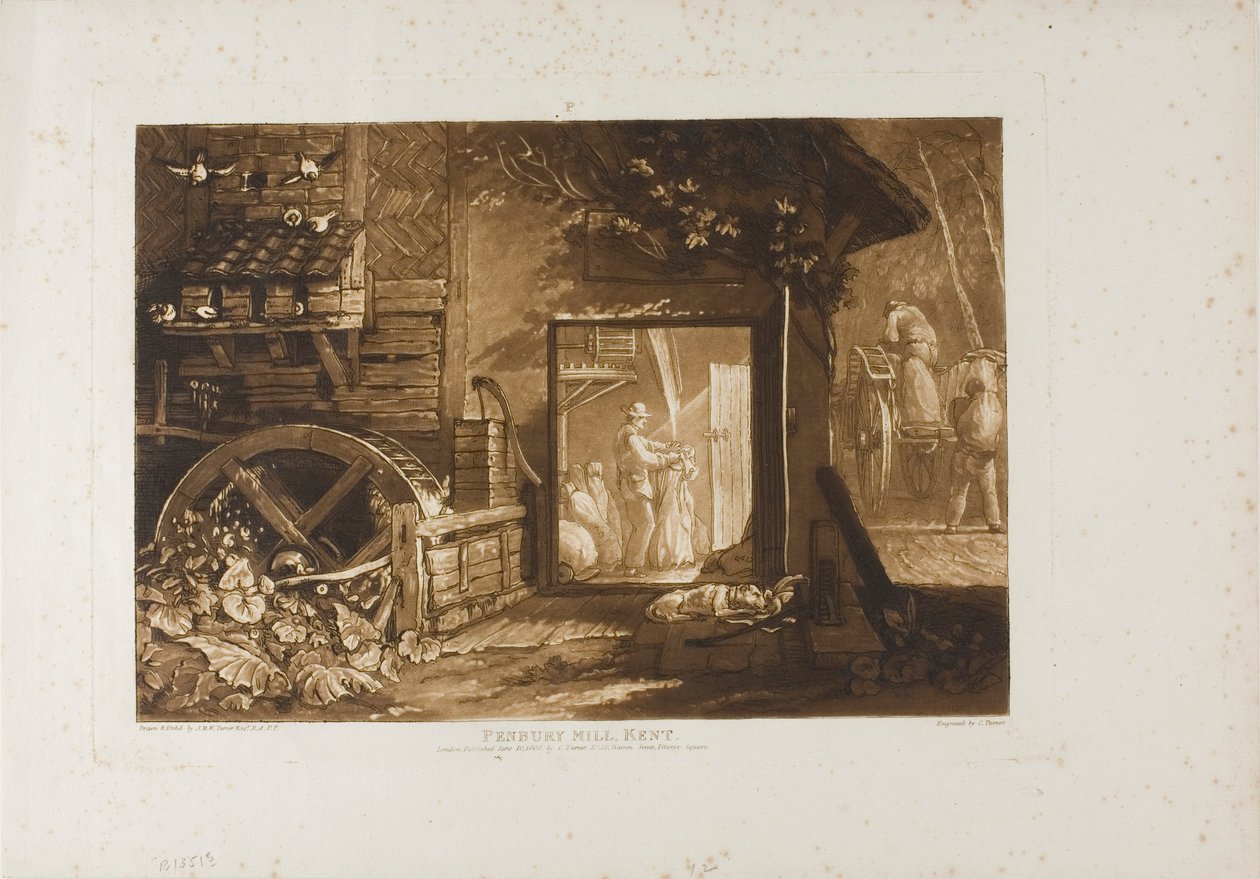Pembury Mill, Kent, tallrik 12 från Liber Studiorum av Joseph Mallord William Turner