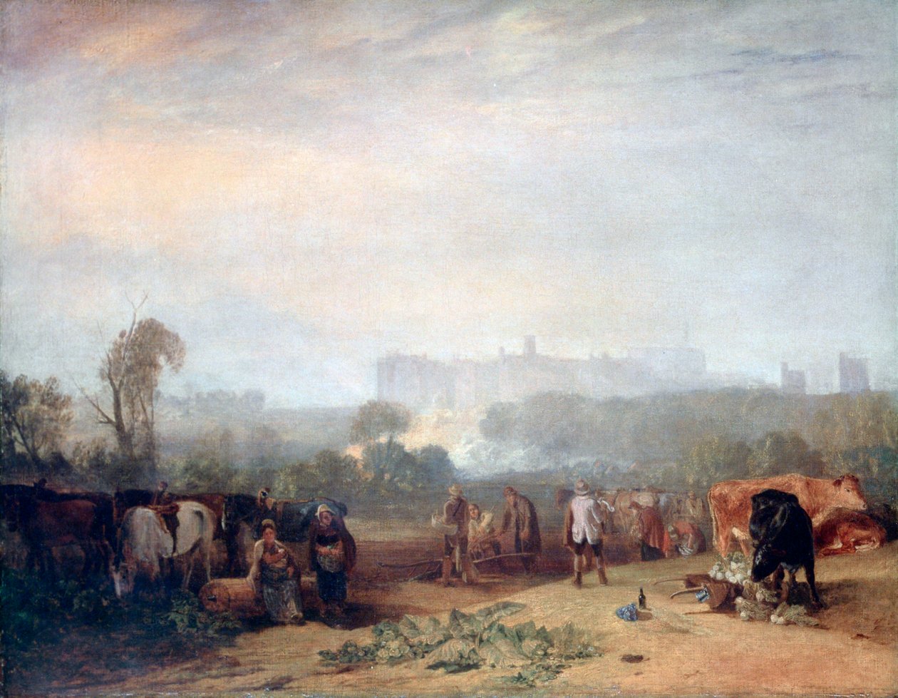 Plöjer upp rovor, nära Slough, `Windsor, c1809 av Joseph Mallord William Turner