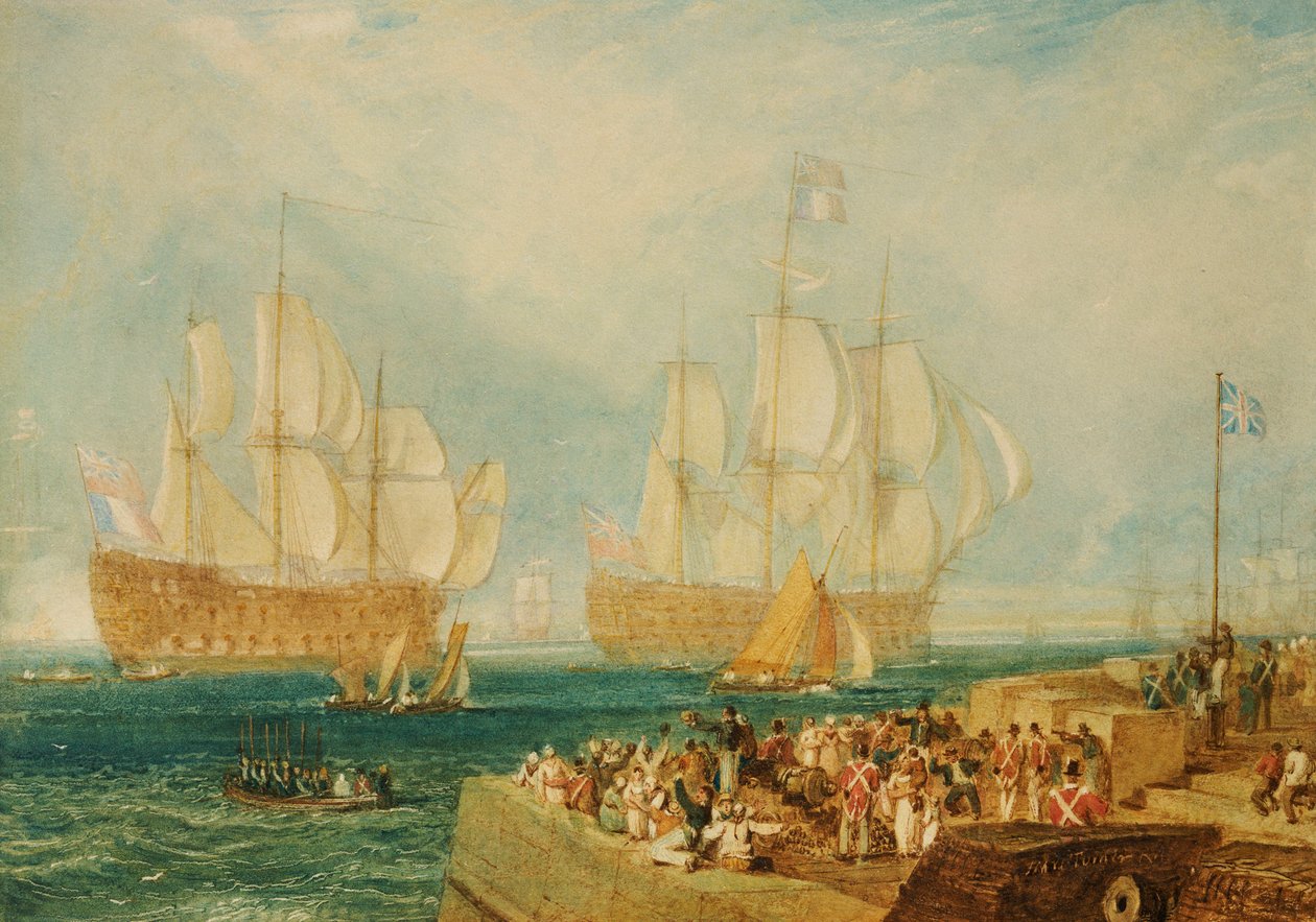 Plymouth Harbour: Bogsering in franska priser av Joseph Mallord William Turner