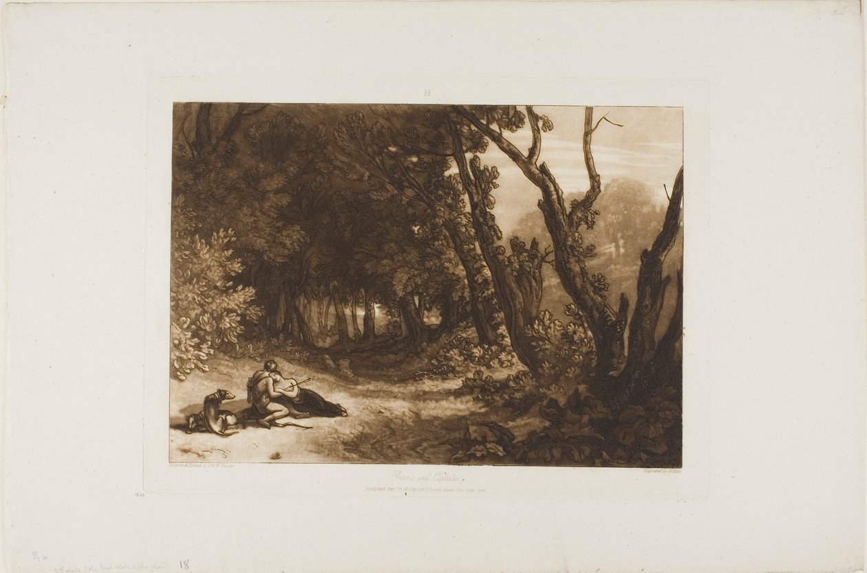 Procris och Cephalus, plåt 41 från Studieboken av Joseph Mallord William Turner