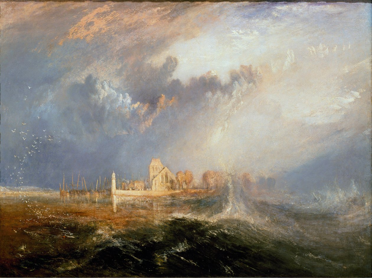 Quillebeuf vid mynningen av Seine (Quillebeuf-sur-Seine, Quillebeuf sur Seine) i Normandie”” Målning av Joseph Mallord William Turner (1775-1851) 1833 Mått 92,5x123,2 cm Lissabon. Calouste Gulbenkian-museet av Joseph Mallord William Turner
