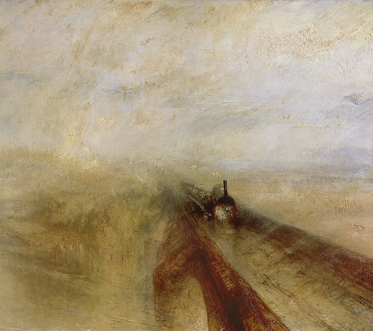Rain Steam and Speed, The Great Western Railway, målad före 1844 av Joseph Mallord William Turner