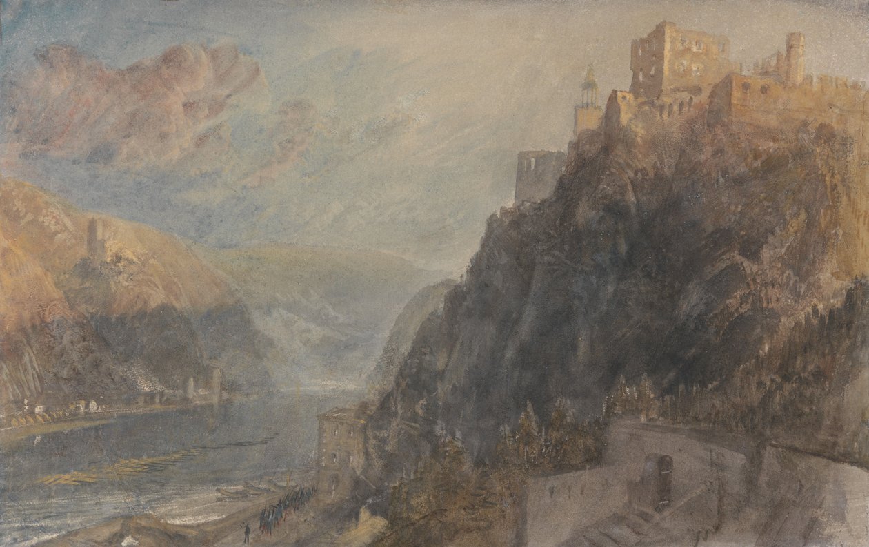 Rheinfels med utsikt mot Katz och Goarhausen av Joseph Mallord William Turner