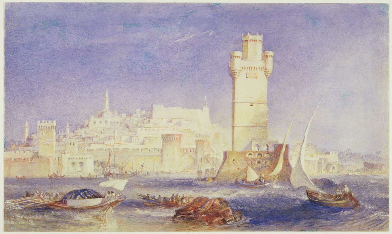 Rhodos, ca 1823-24 (w/c & kroppsfärg på papper) av Joseph Mallord William Turner