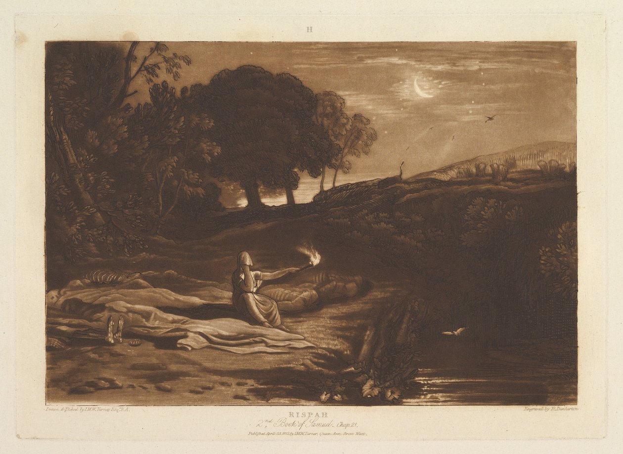 Rispah, 2:a Samuelsboken, kapitel 21 Liber Studiorum, del IX, plåt 46, 23 april 1812. av Joseph Mallord William Turner