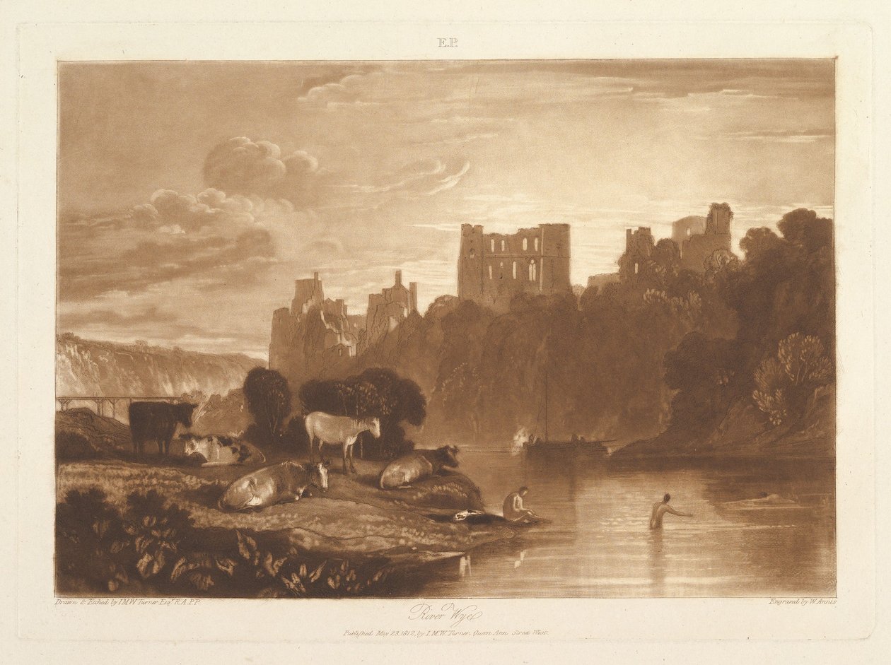 River Wye Liber Studiorum, del X, skylt 48, 23 maj 1812. av Joseph Mallord William Turner