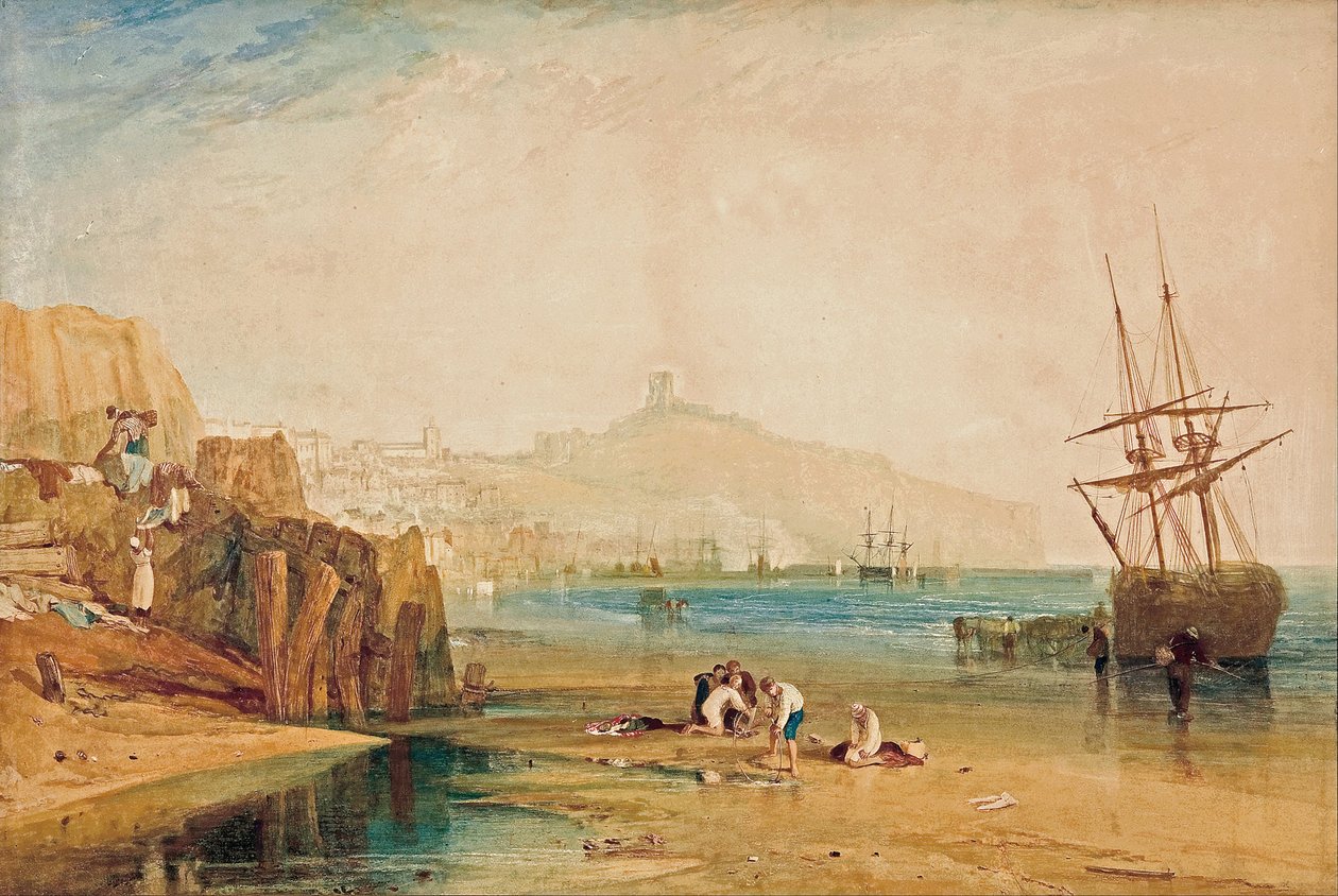 Scarborough, morgon, pojkar som fångar krabbor, ca. 1810 av Joseph Mallord William Turner
