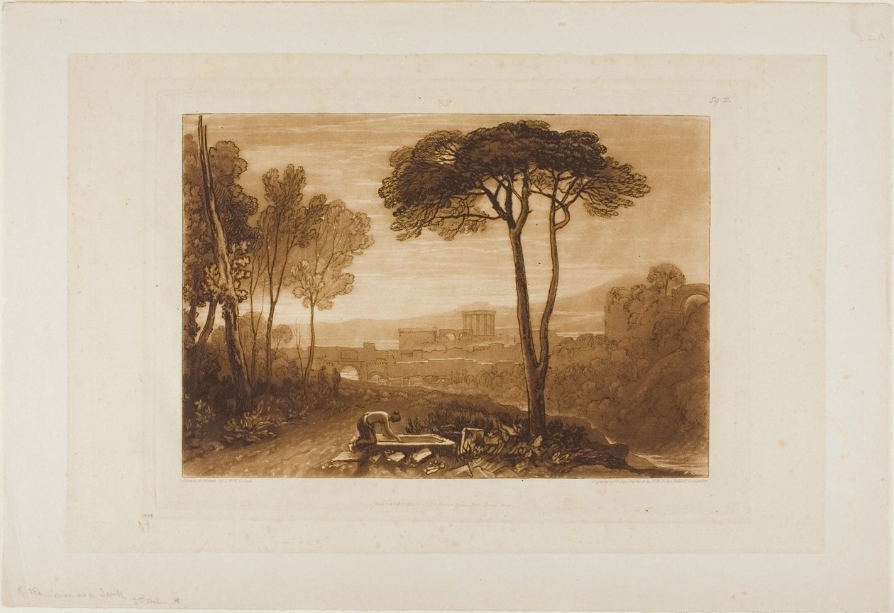 Scen i Campagna, skylt 38 från Studieboken av Joseph Mallord William Turner