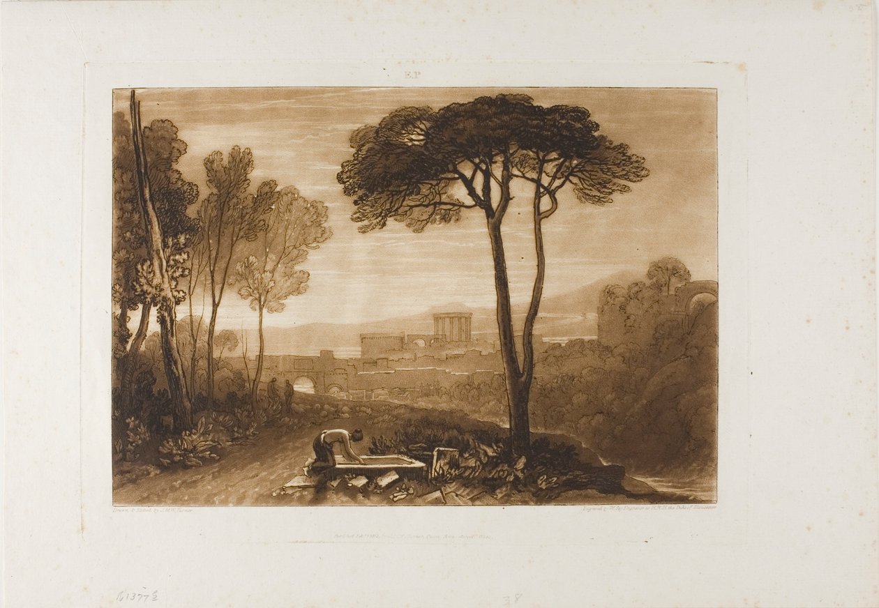 Scene in the Company, skylt 38 från Studieboken av Joseph Mallord William Turner