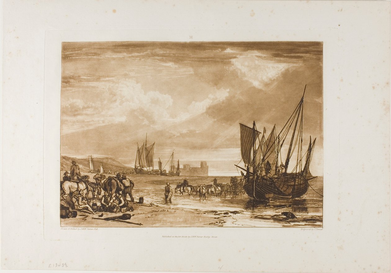 Scen på den franska kusten, skylt 4 från Liber Studiorum av Joseph Mallord William Turner