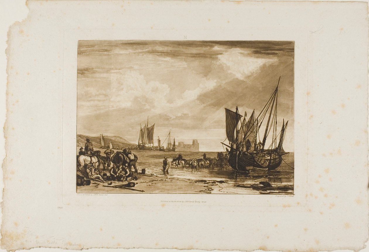Scen på den franska kusten, skylt 4 från Liber Studiorum av Joseph Mallord William Turner
