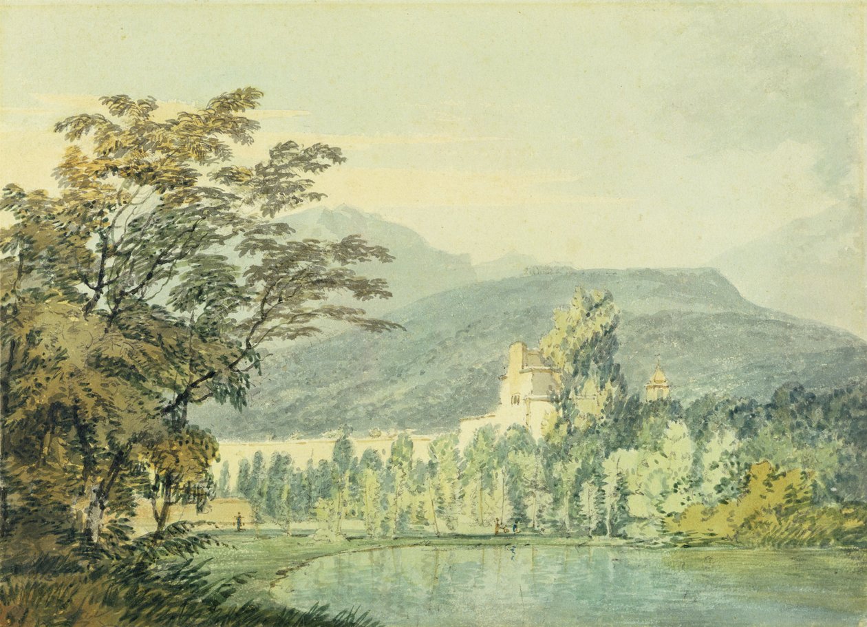 Sir William Hamiltons villa, ca 1795 (wc över penna på papper) av Joseph Mallord William Turner