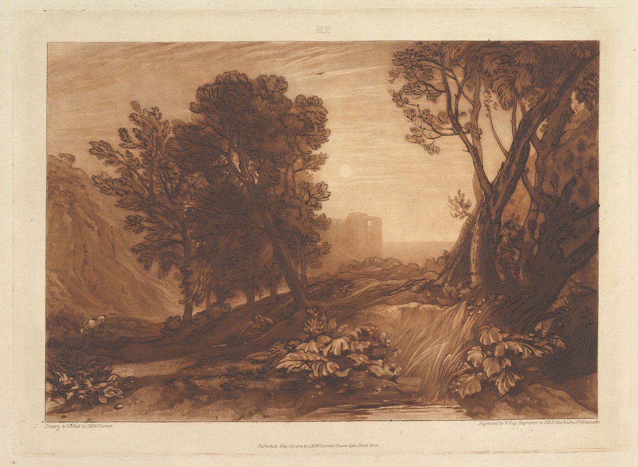 Solitude, eller The Reading Magdalen Liber Studiorum, del XI, skylt 53, 12 maj 1814. av Joseph Mallord William Turner