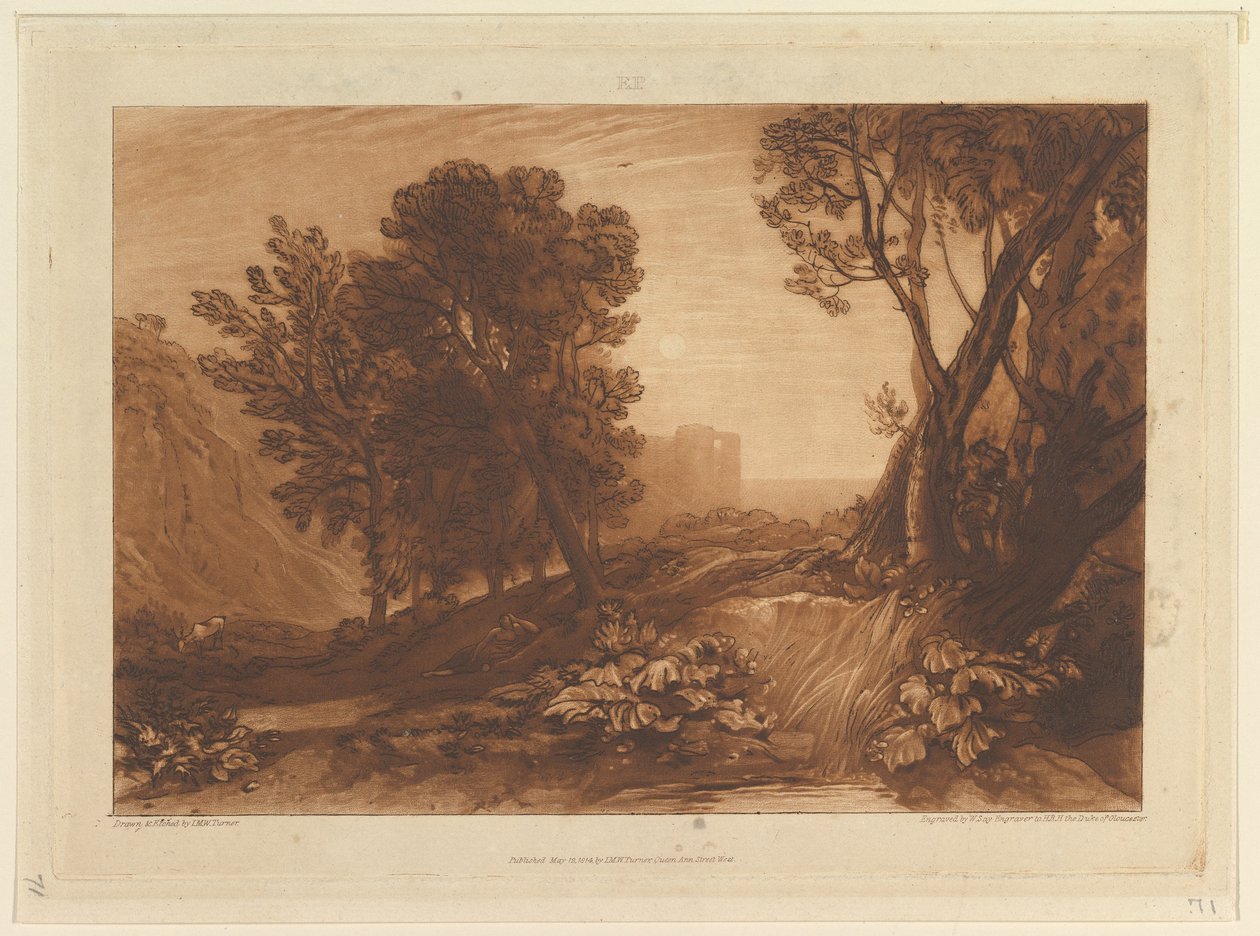 Solitude, eller The Reading Magdalen Liber Studiorum, del XI, skylt 53, 12 maj 1814. av Joseph Mallord William Turner