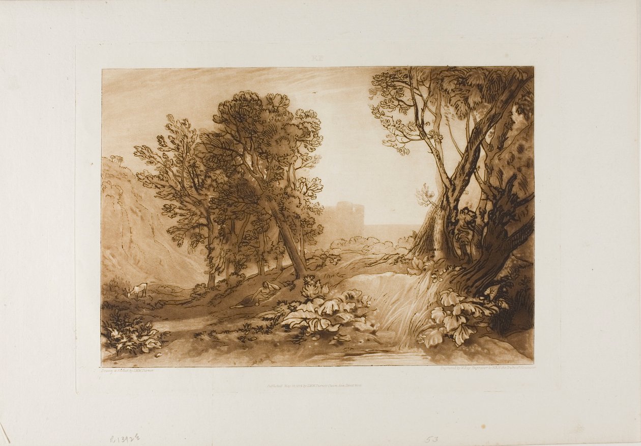 Solitude, plåt 53 från Studieboken av Joseph Mallord William Turner