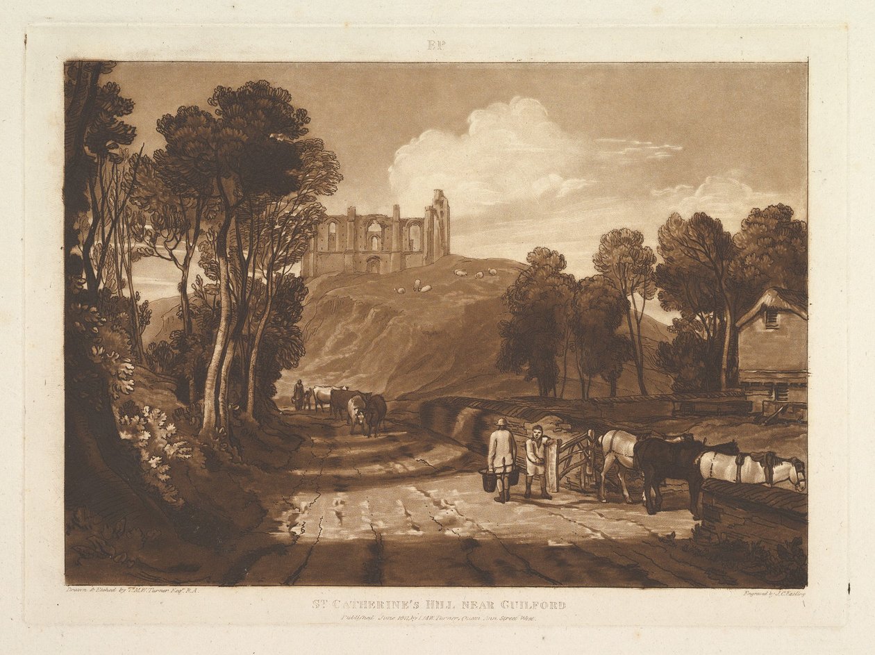 St. Catharines Hill nära Guilford Liber Studiorum, del VII, skylt 33, juni 1811. av Joseph Mallord William Turner