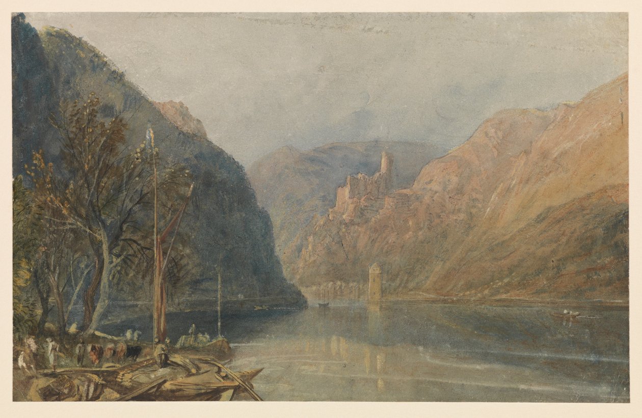 St Goarshausen och Katz slott, 1817 av Joseph Mallord William Turner