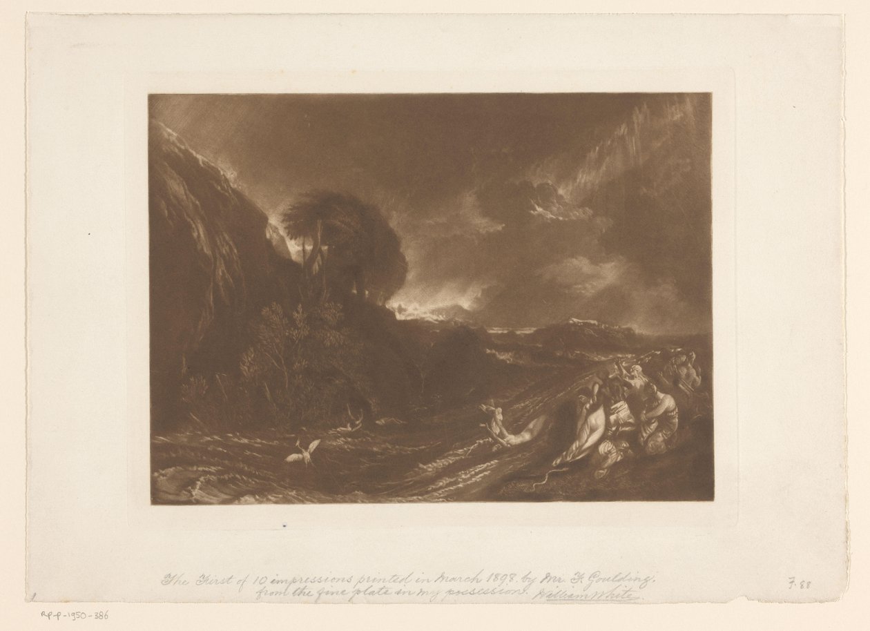 Stormigt landskap med översvämning och drunknande människor Syndfloden Landskapsstudier (serietitel) Liber Studiorum (serietitel) av Joseph Mallord William Turner