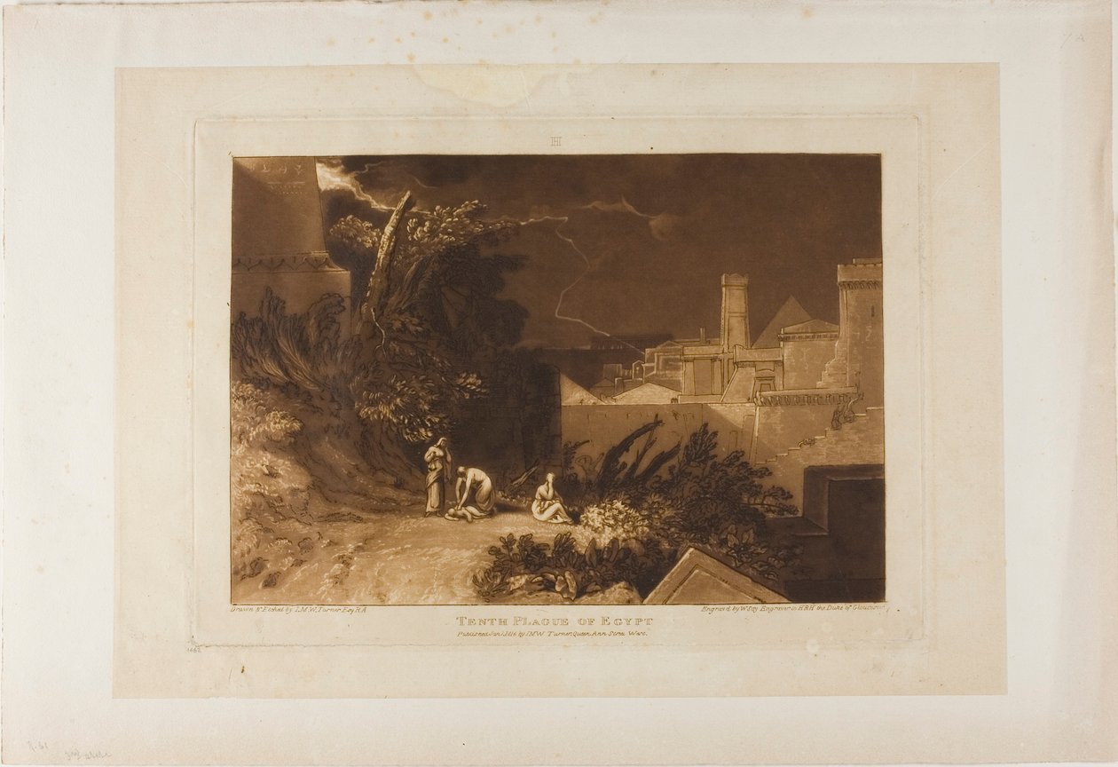 Egyptens tionde plåga, skylt 61 från Liber Studiorum av Joseph Mallord William Turner
