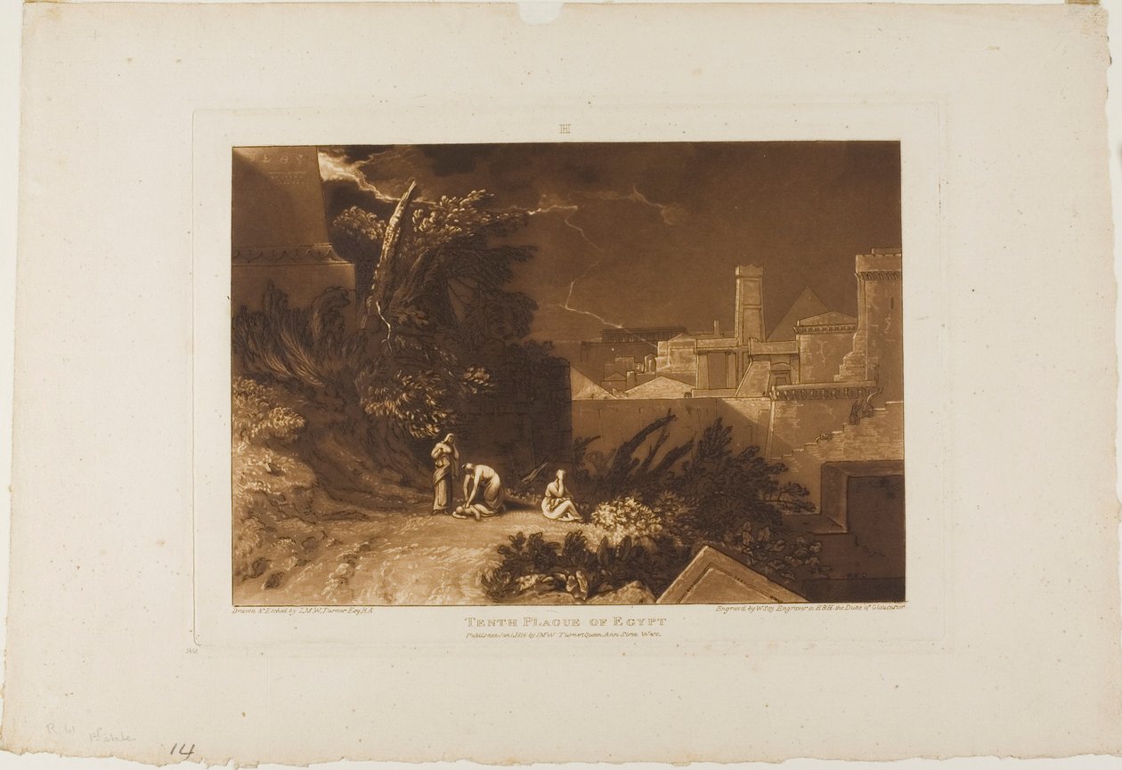 Egyptens tionde plåga, skylt 61 från Liber Studiorum av Joseph Mallord William Turner