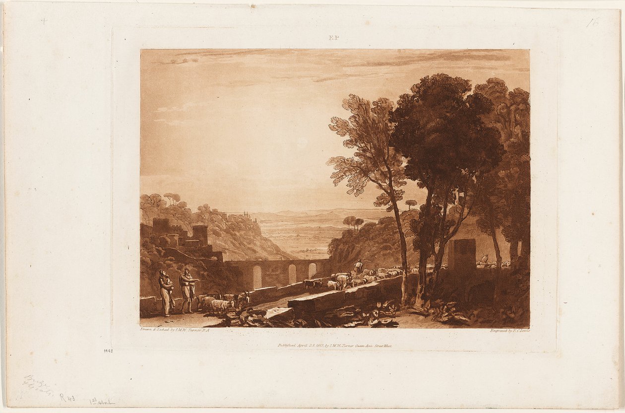 Bron och getter, skylt 43 från Liber Studiorum av Joseph Mallord William Turner