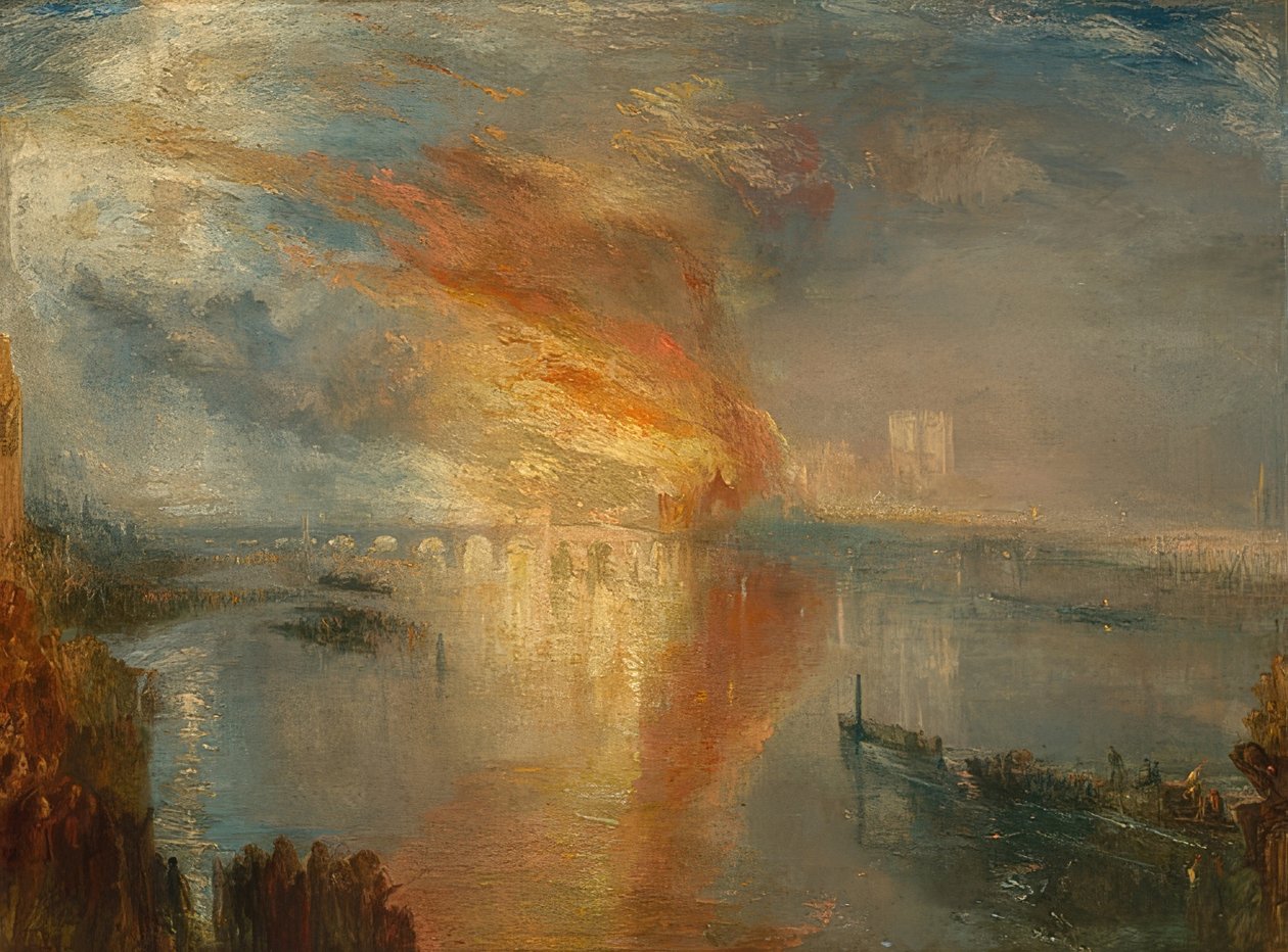 The Burning of the Houses of Lords and Commons, 16 oktober 1834. 1835 av Joseph Mallord William Turner