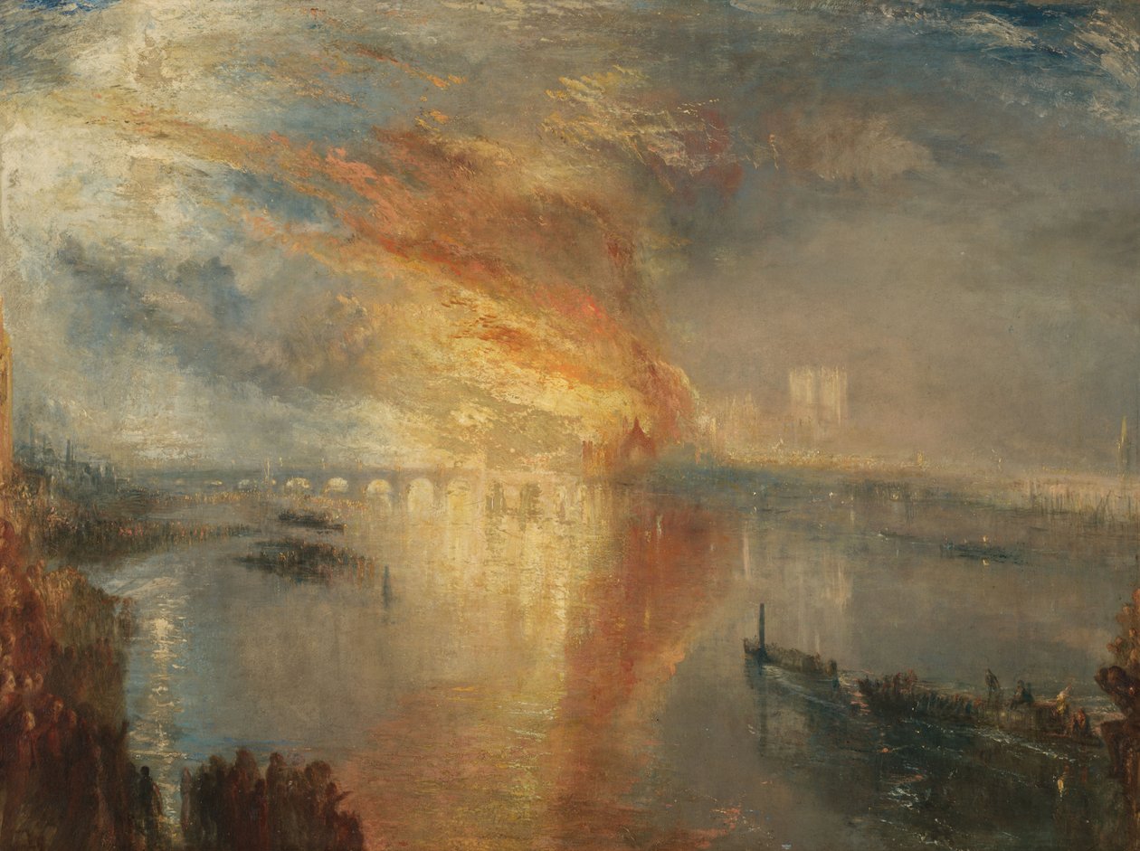 The Burning of the Houses of Lords and Commons, 16 oktober 1834, 1835 av Joseph Mallord William Turner