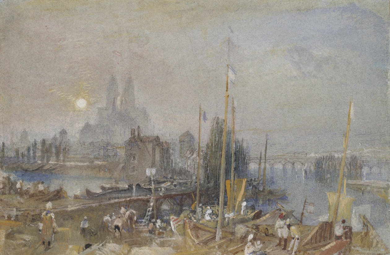 Kanalen i Loire och Cher, nära Tours, ca. 1830 (akvarell med kroppsfärg och penna och brunt bläck) av Joseph Mallord William Turner