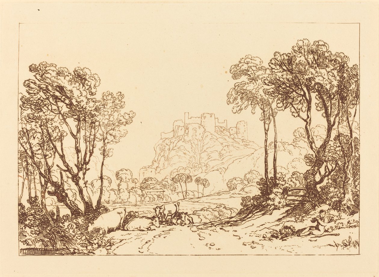 Slottet ovanför ängarna av Joseph Mallord William Turner