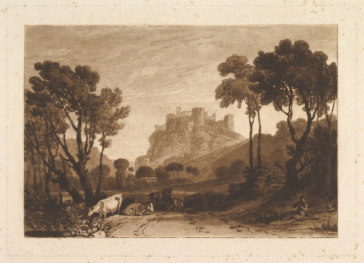 Slottet ovanför ängarna Liber Studiorum, del II, skylt 8, 1808. av Joseph Mallord William Turner