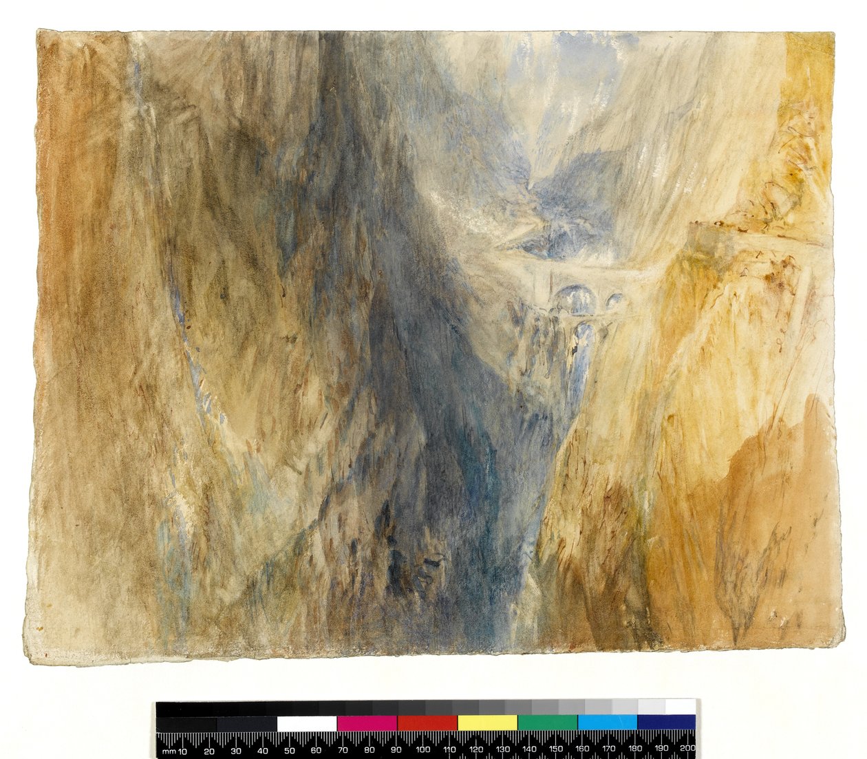 The Devils Bridge, St Gothard (wc med penna och bläck över penna på papper) av Joseph Mallord William Turner