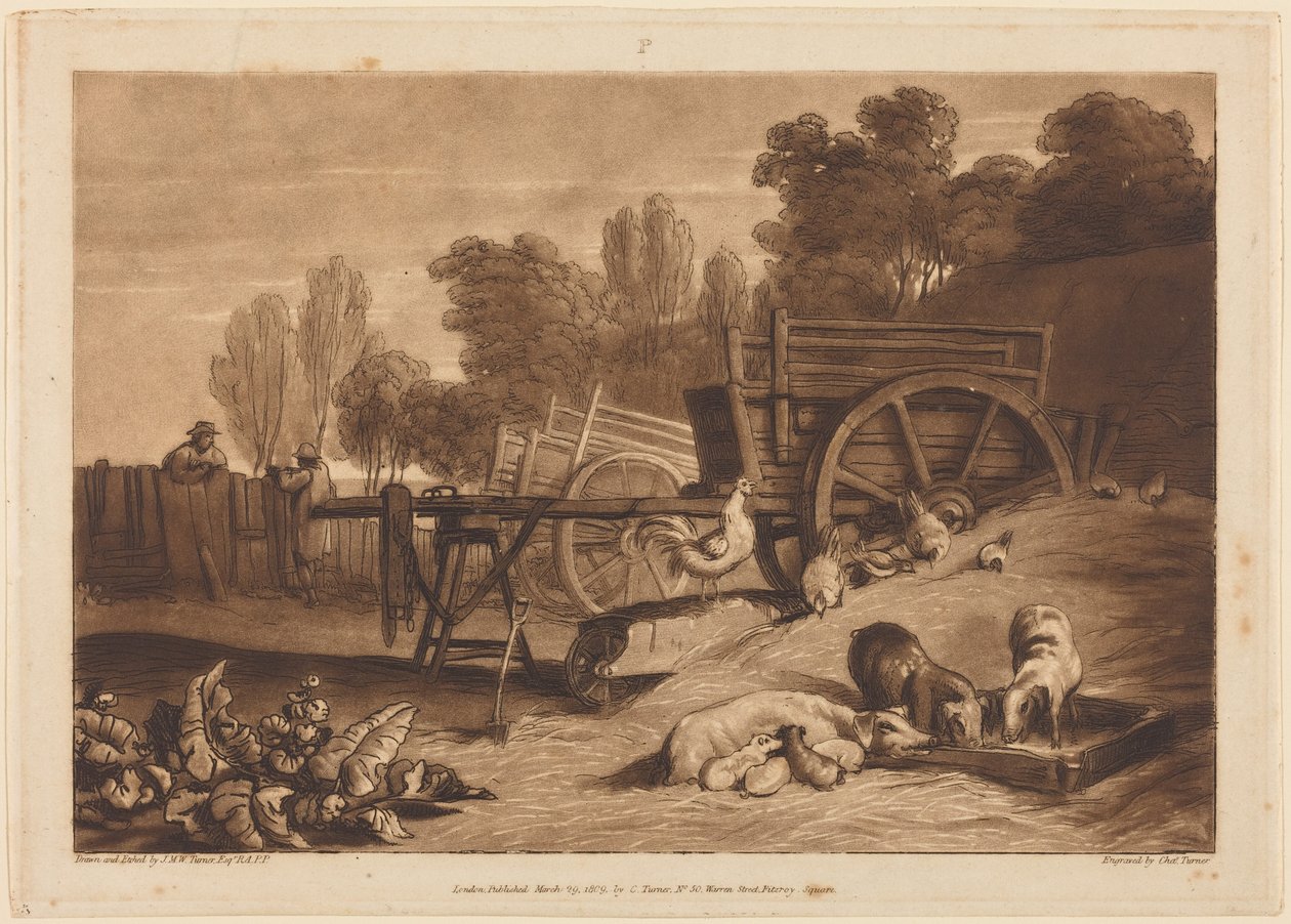 Bondgården med tuppen av Joseph Mallord William Turner