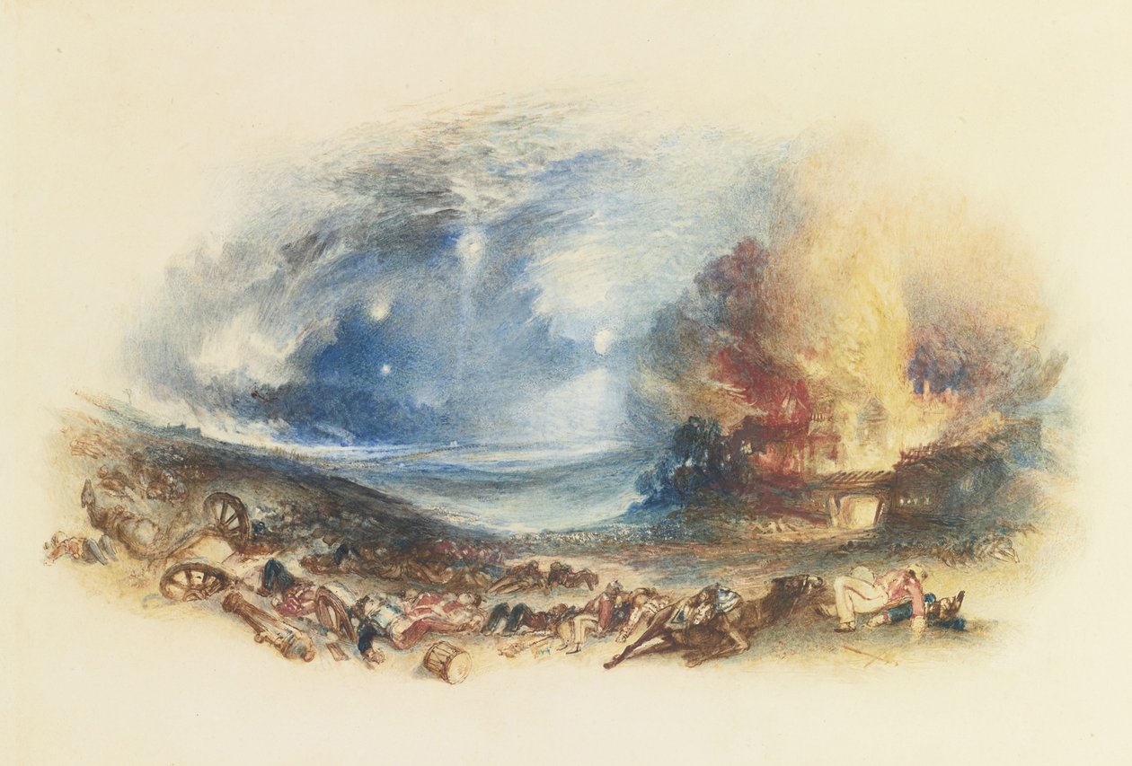 The Field of Waterloo sett från Hougoumont, ca. 1830 av Joseph Mallord William Turner