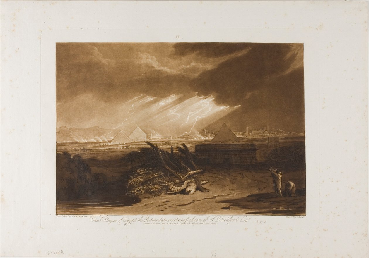 The Fifth Plague of Egypt, skylt 16 från LIber Studiorum av Joseph Mallord William Turner
