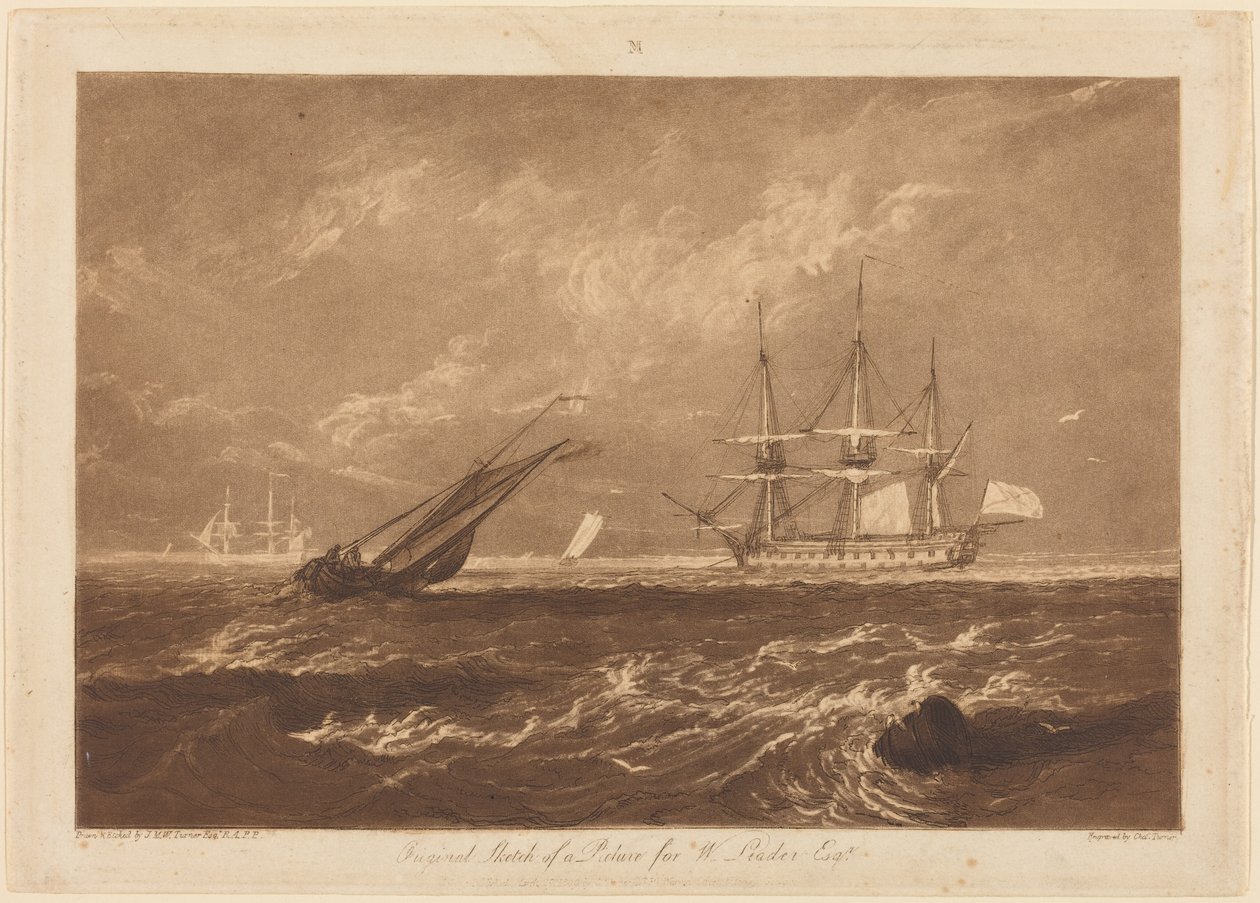Marinmålningen Leader av Joseph Mallord William Turner