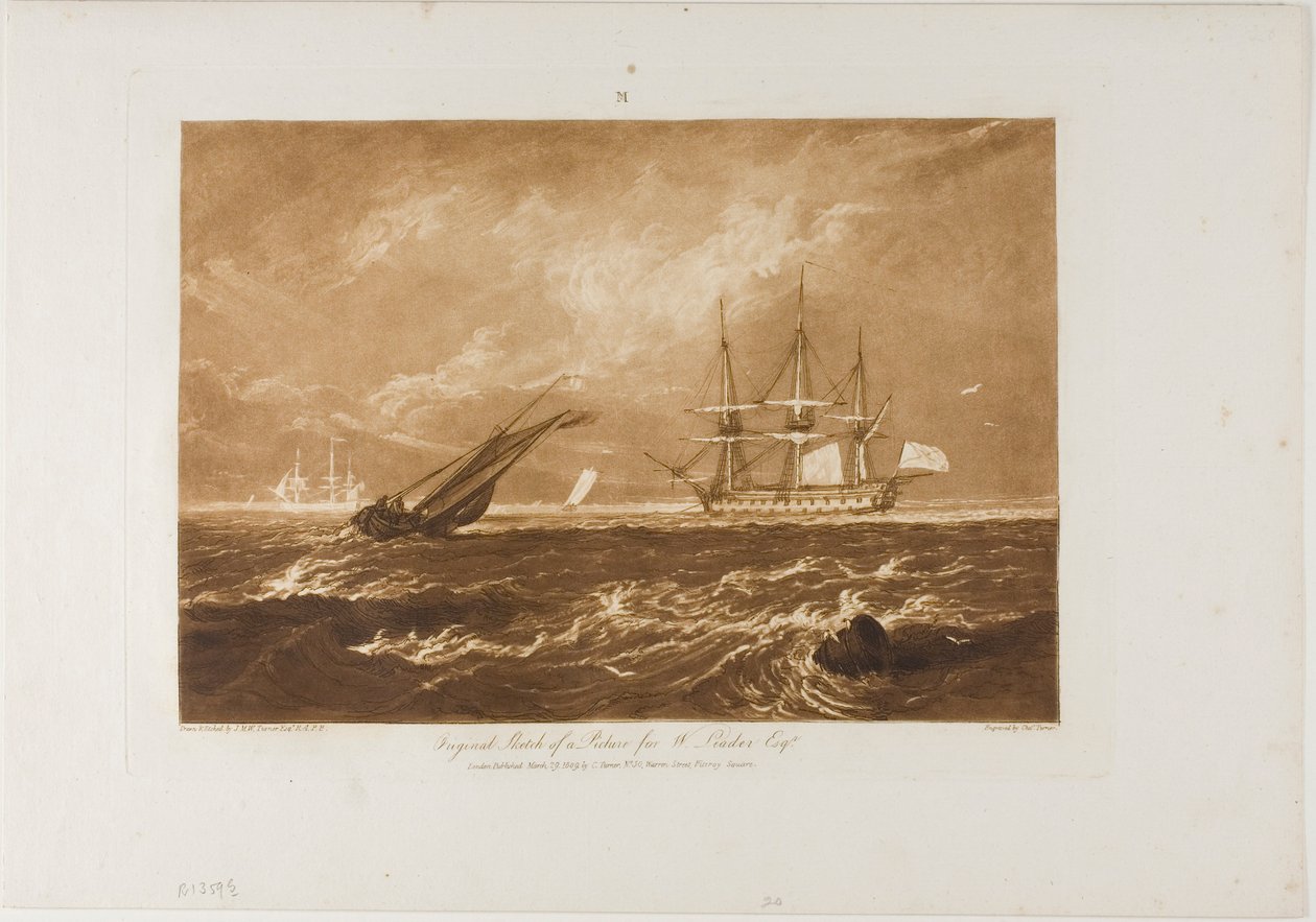 The Leader Sea Piece, tallrik 20 från Liber Studiorum av Joseph Mallord William Turner
