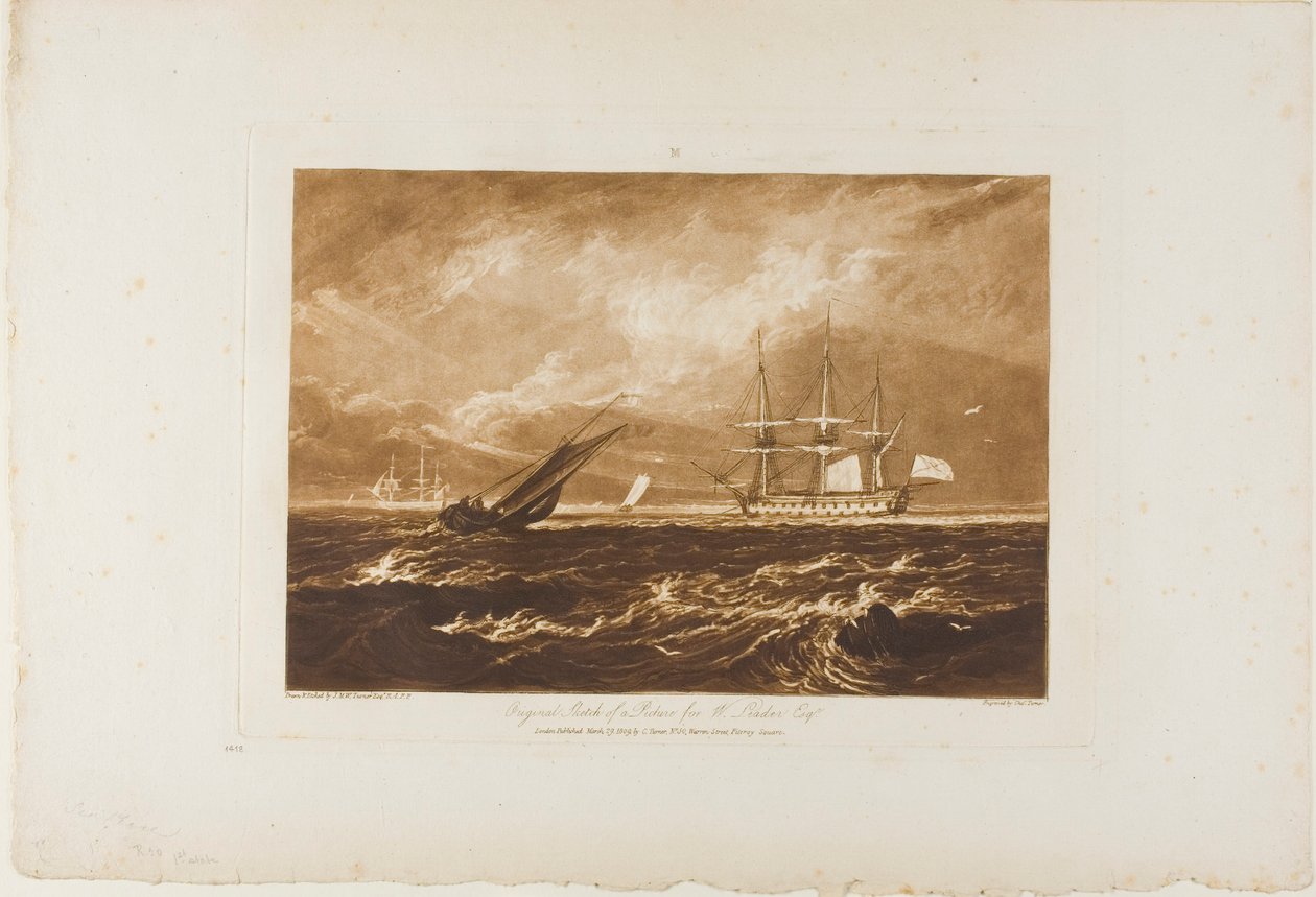 The Leader Sea Piece, tallrik 20 från Liber Studiorum av Joseph Mallord William Turner