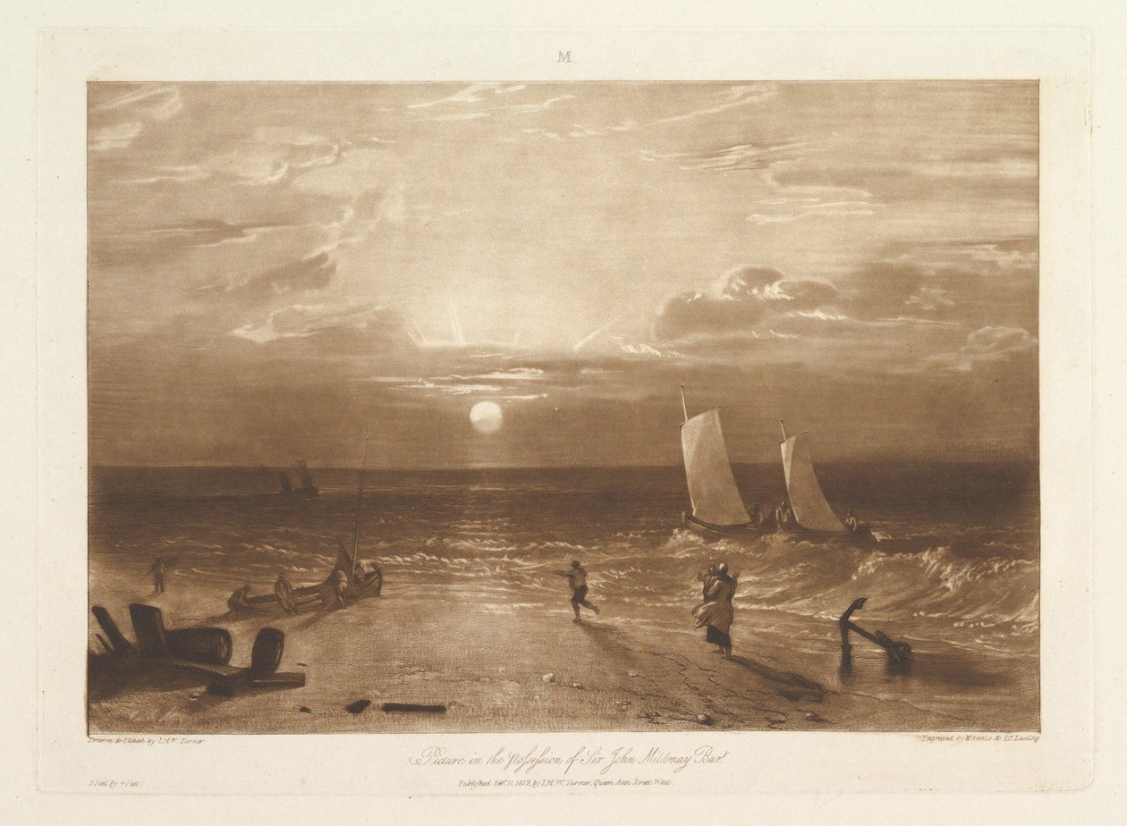 The Mildmay Sea-Piece Liber Studiorum, del VIII, skylt 40, 11 februari 1812. av Joseph Mallord William Turner