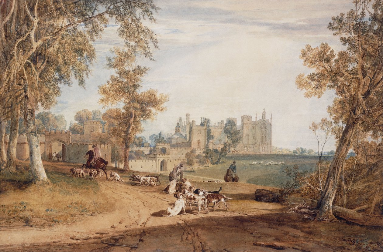 Nordvästfronten, Cassiobury, med hundar och jägare, av Joseph Mallord William Turner