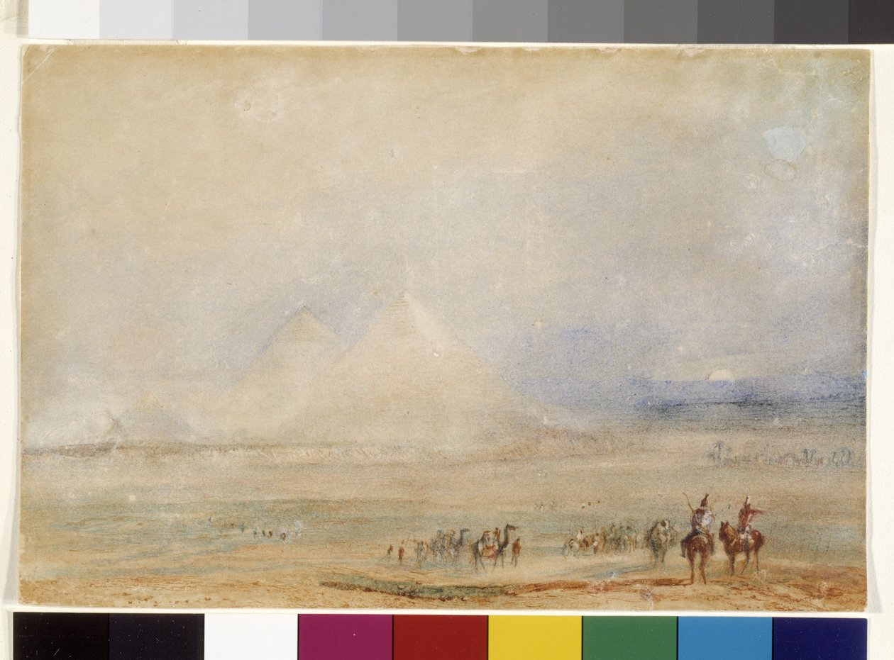 Pyramiderna vid Gizeh, ca 1832 (akvarell på vitt papper) av Joseph Mallord William Turner