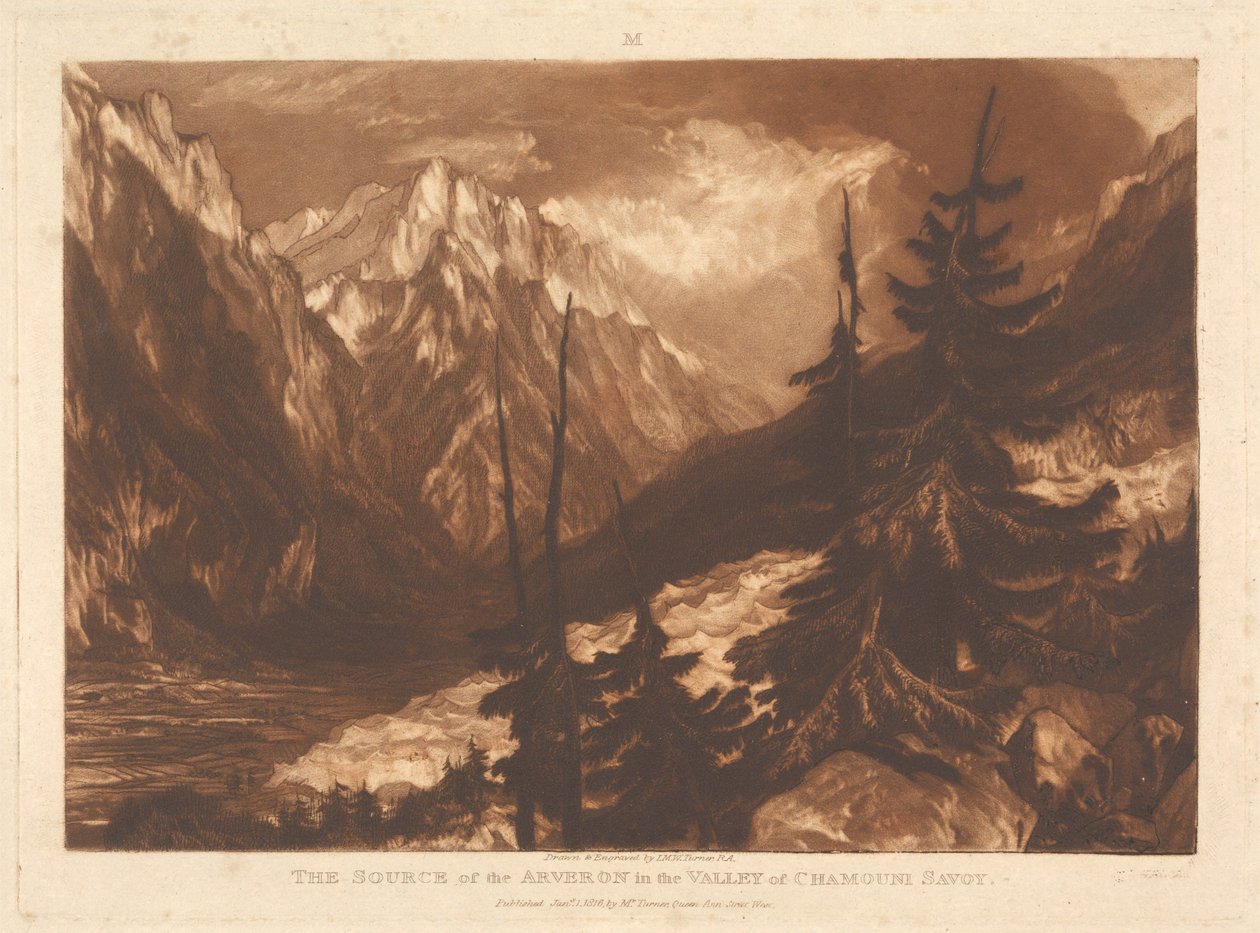 Arverons källa i Chamonixdalen, Savojen av Joseph Mallord William Turner