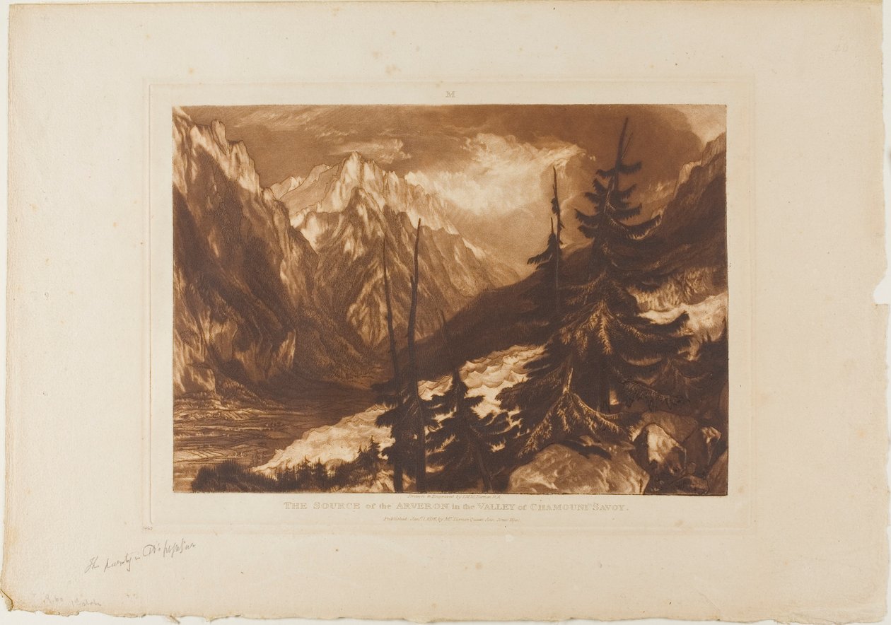 The Source of the Arveron, skylt 60 från Liber Studiorum av Joseph Mallord William Turner