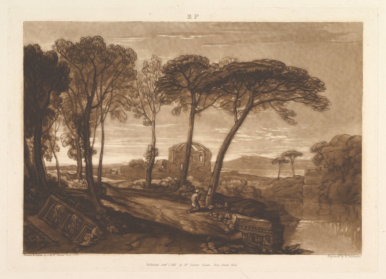 Templet Minerva Medica Liber Studiorum, del V, skylt 23, 1 januari 1811. av Joseph Mallord William Turner