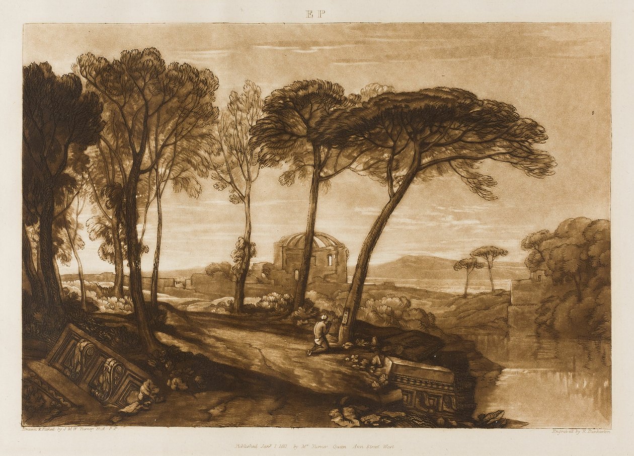 Temple of Minerva Medica, skylt 23 från Liber Studiorum av Joseph Mallord William Turner