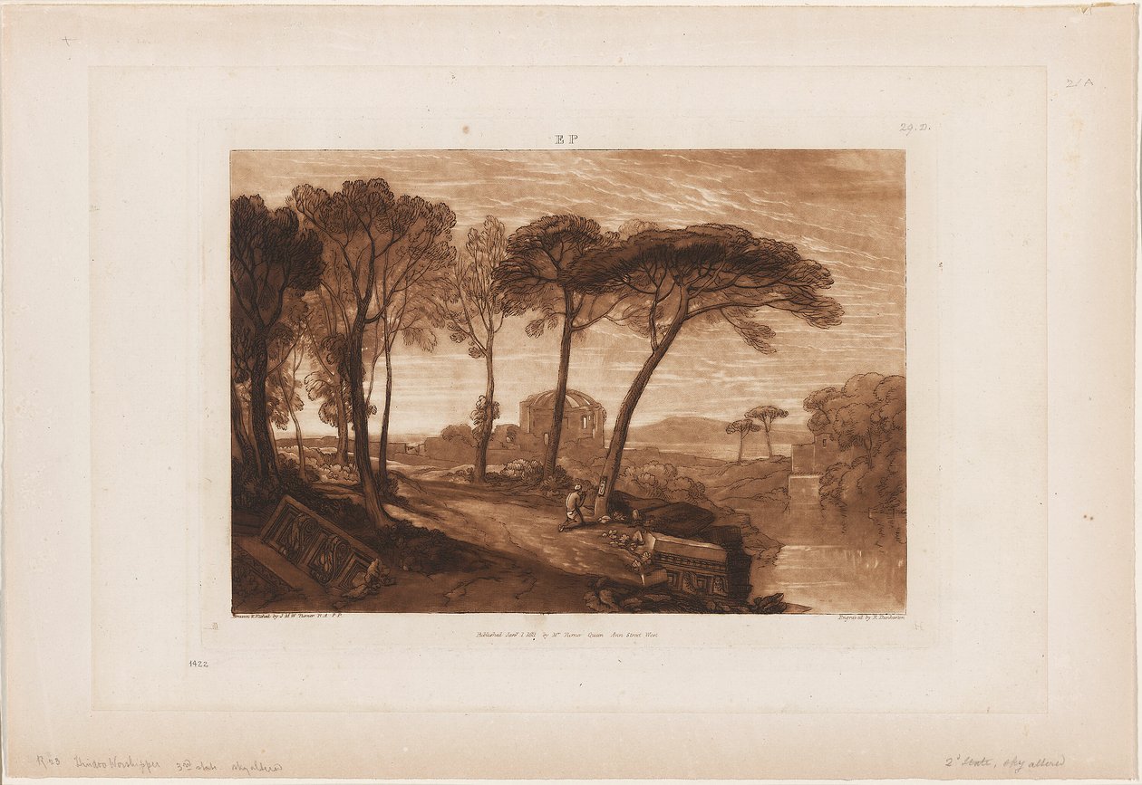 Temple of Minerva Medica, skylt 23 från Liber Studiorum av Joseph Mallord William Turner