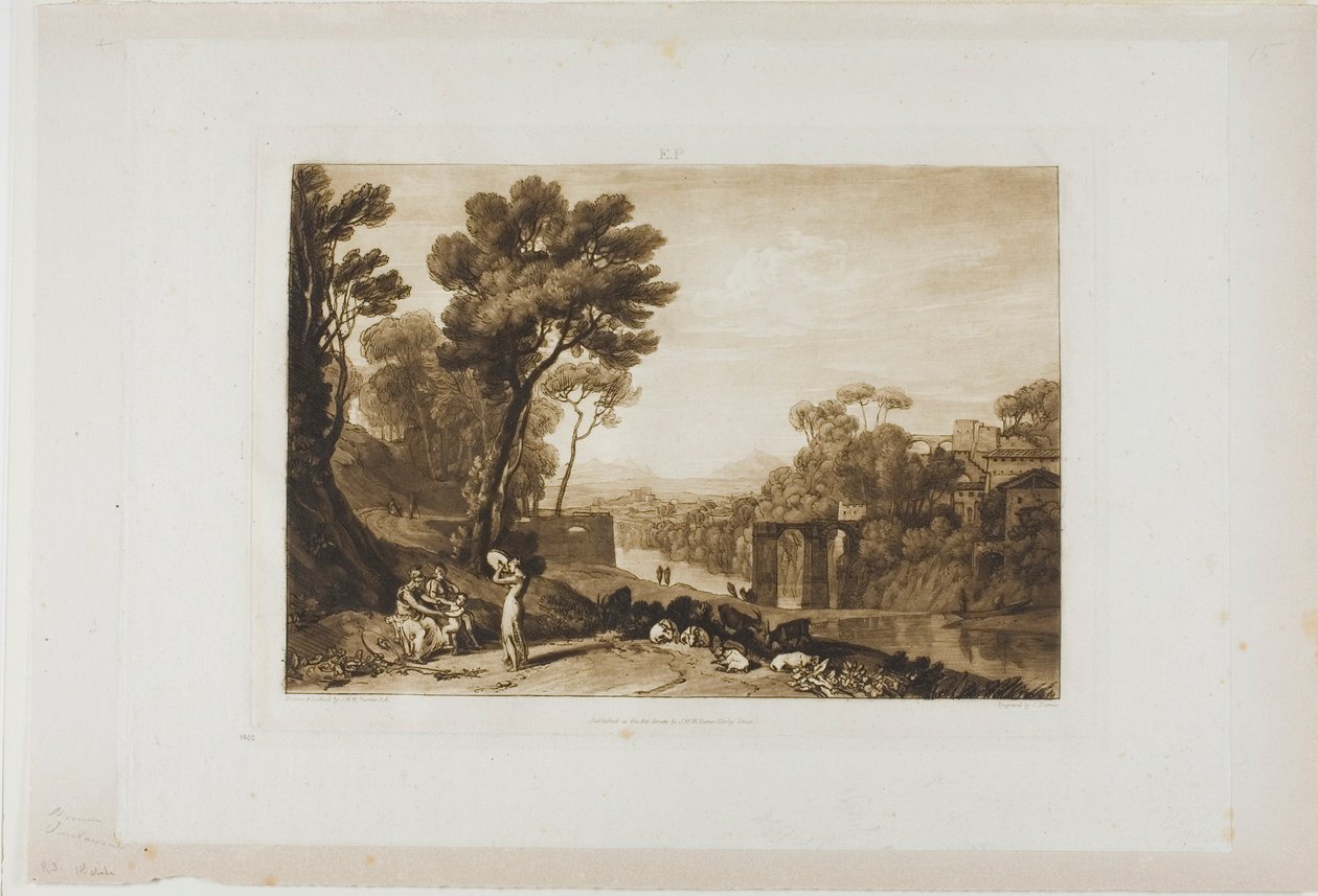Kvinnan och tamburinen, tallrik 3 från Liber Studiorum av Joseph Mallord William Turner