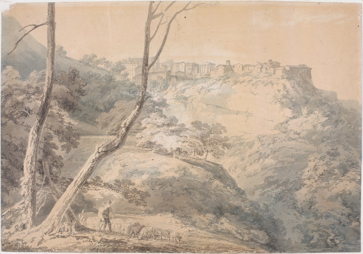 Tivoli med Sibylltemplet (penna och akvarell på papper (ombord)) av Joseph Mallord William Turner