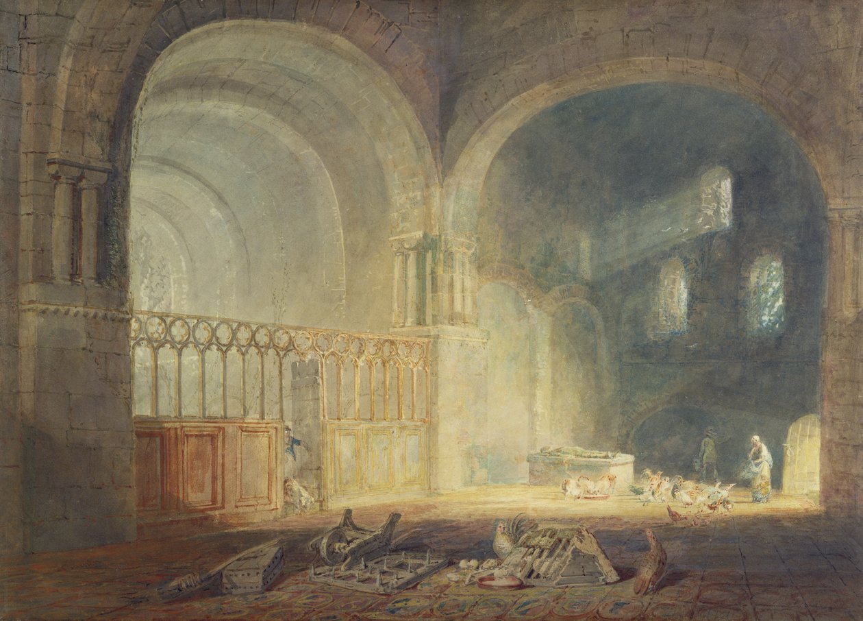 Transept av Ewenny Priory, Glamorganshire, ca 1797 (akvarell över blyerts på papper) av Joseph Mallord William Turner