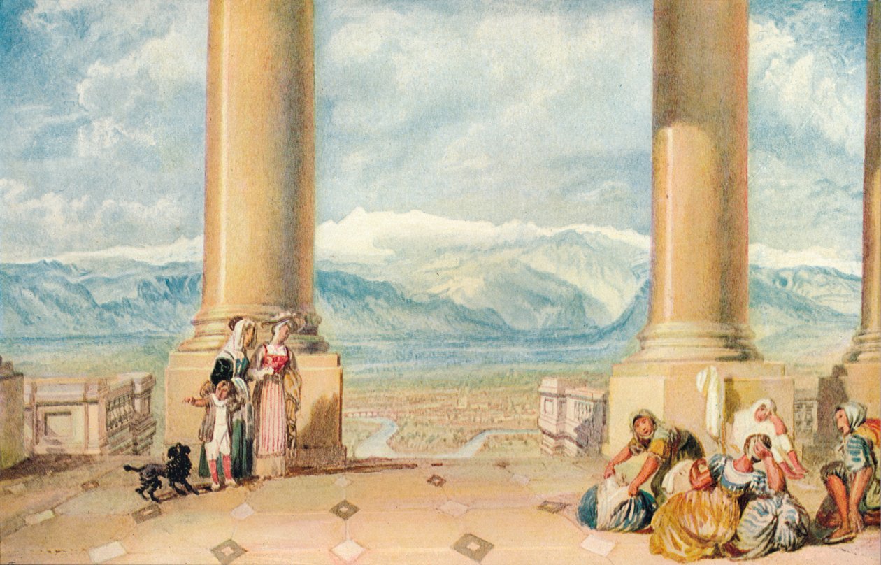 Turin: Från Supergakyrkan, 1909 av Joseph Mallord William Turner