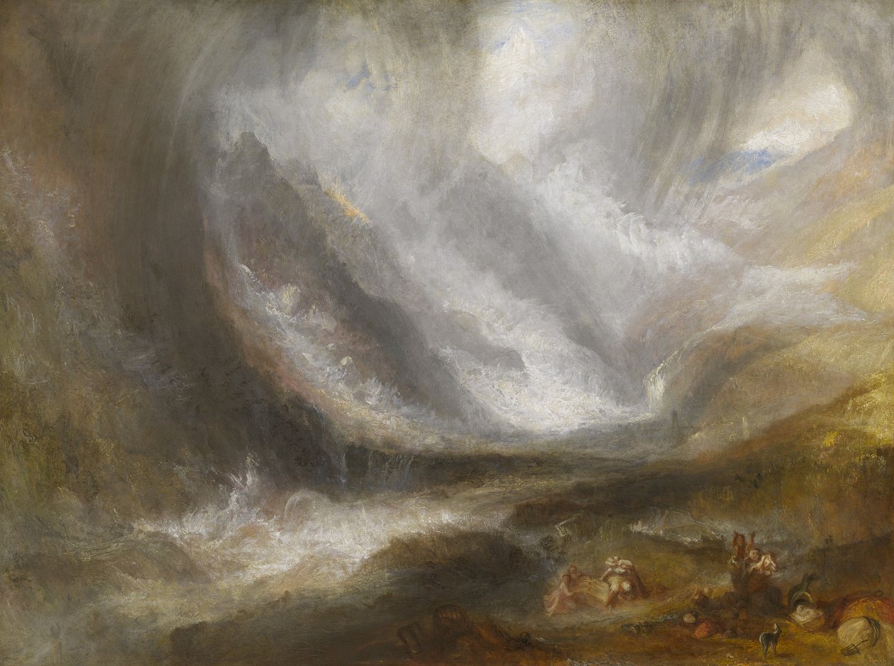 Aostadalen: snöstorm, lavin och åskväder, 1836-37 av Joseph Mallord William Turner